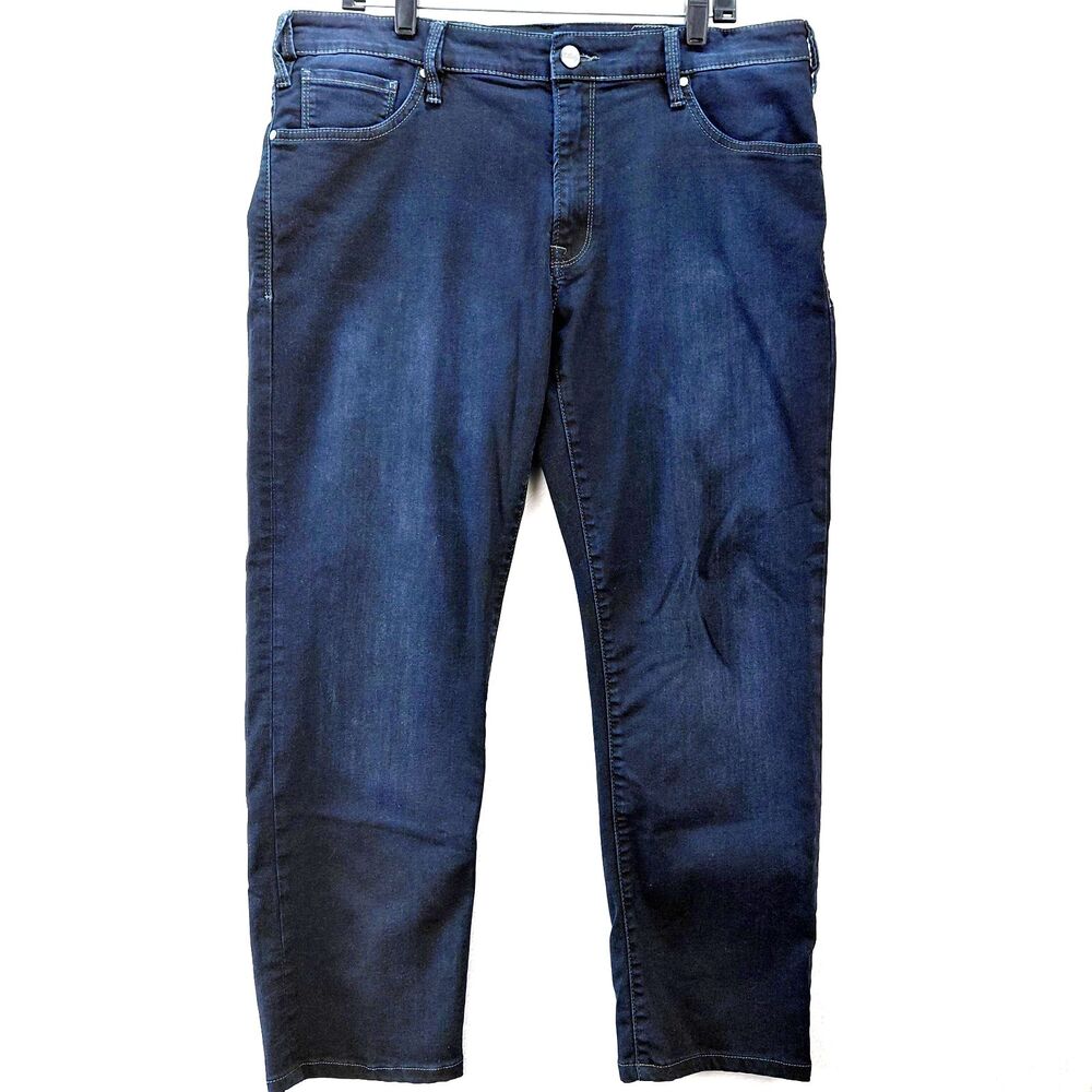 34 Heritage Courage Jeans Men 38x28 Blue Mid Rise Straight Leg Dark Wash Stretch